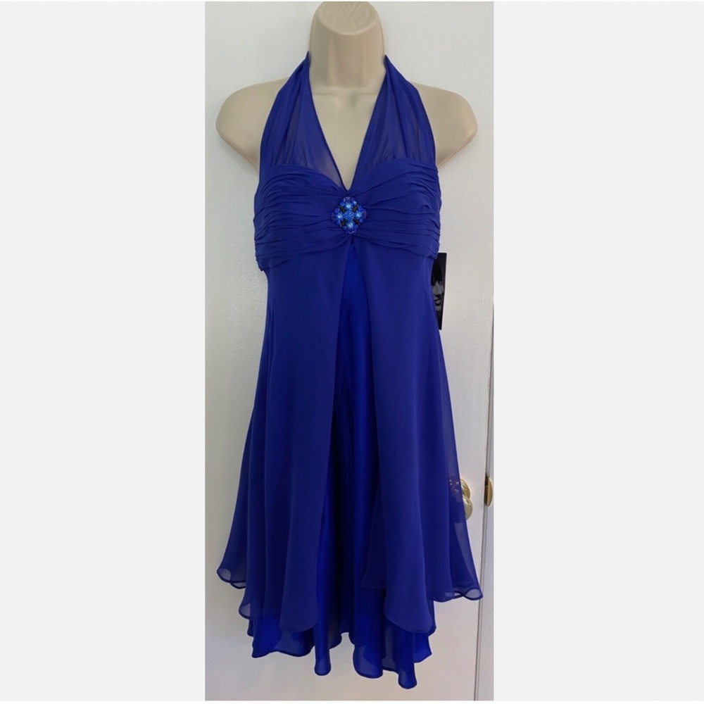 NWT Donna Ricco *Spectacular* Silk Cocktail Prom Party Halter Dress